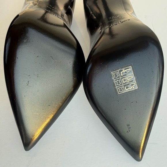 Authentic Saint Laurent Anja 105 Black Patent Leather Pumps Size 7.5 - Picture 8 of 14
